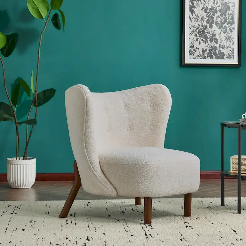 Modern Upholstered Armless Accent Chair with Plush Seating and Solid Wood Frame