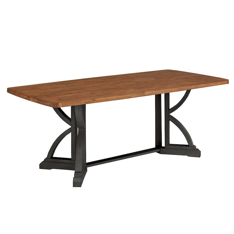 78 - inch Oak Top Dining Table with Interlocking Base