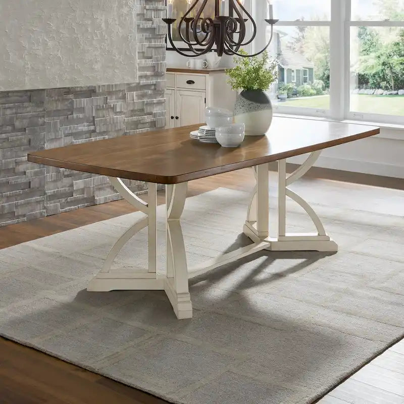 78 - inch Oak Top Dining Table with Interlocking Base