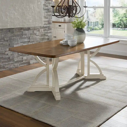 78 - inch Oak Top Dining Table with Interlocking Base