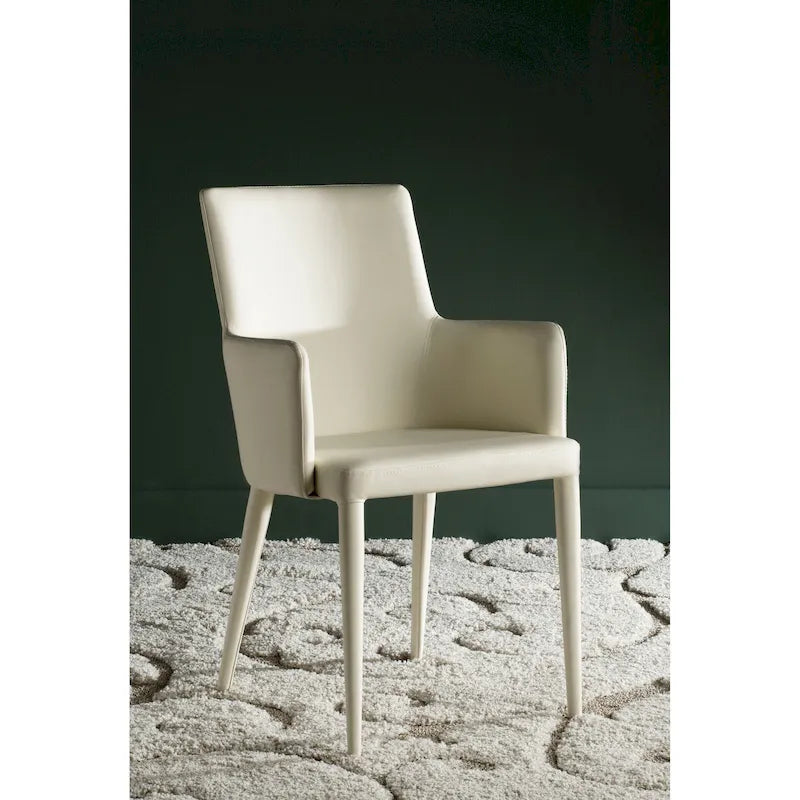 Mid - Century Dining Modern White Arm Chair - 23.6 W x 21.6 L x 35.5 H - 24Wx22Dx36H