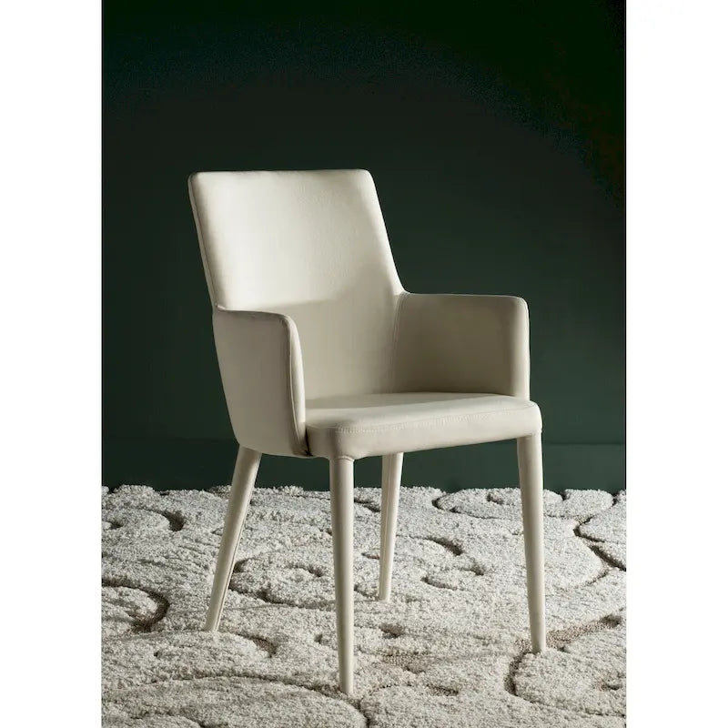 Mid - Century Dining Modern White Arm Chair - 23.6 W x 21.6 L x 35.5 H - 24Wx22Dx36H