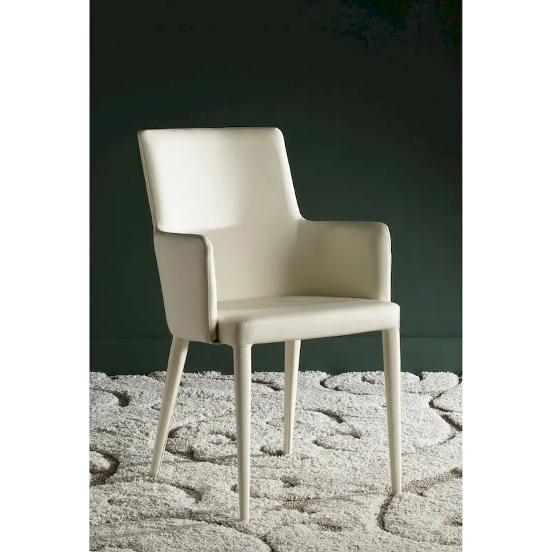 Mid - Century Dining Modern White Arm Chair - 23.6 W x 21.6 L x 35.5 H - 24Wx22Dx36H