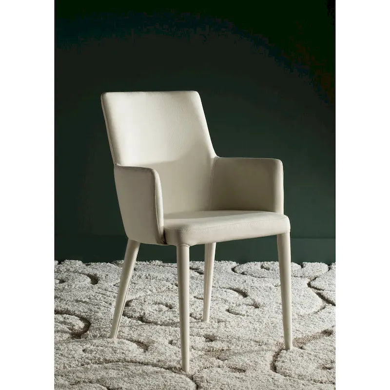 Mid - Century Dining Modern White Arm Chair - 23.6 W x 21.6 L x 35.5 H - 24Wx22Dx36H