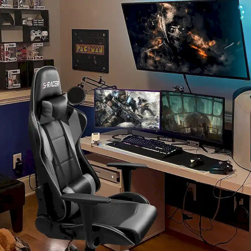 Ergonomic Faux Leather Adjustable Swivel Office Gaming Chair