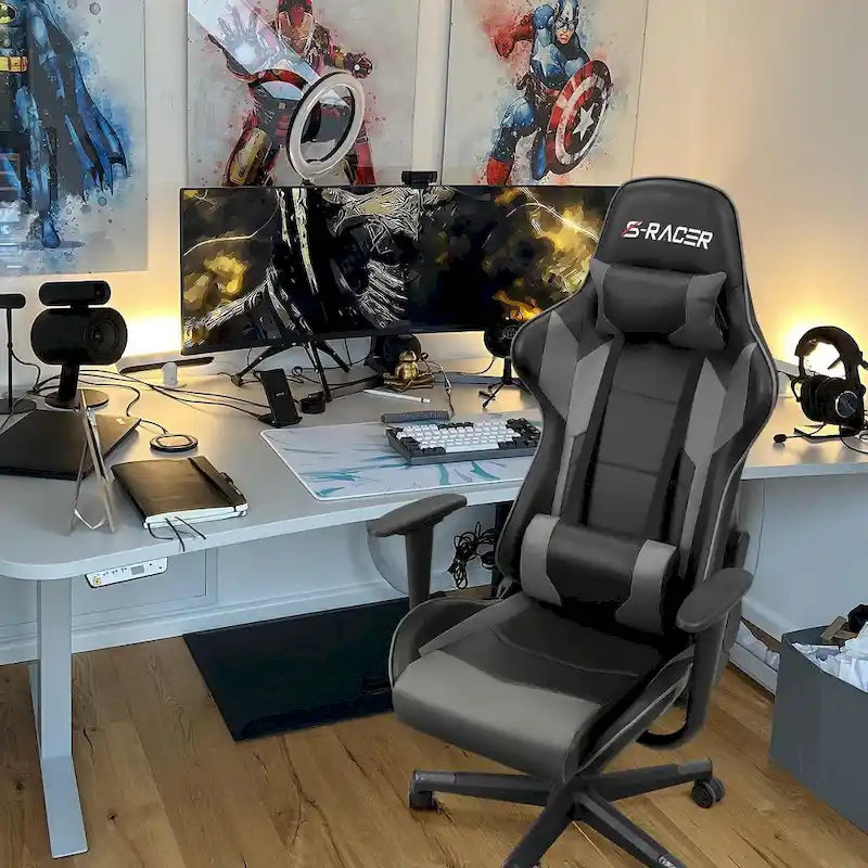 Ergonomic Faux Leather Adjustable Swivel Office Gaming Chair