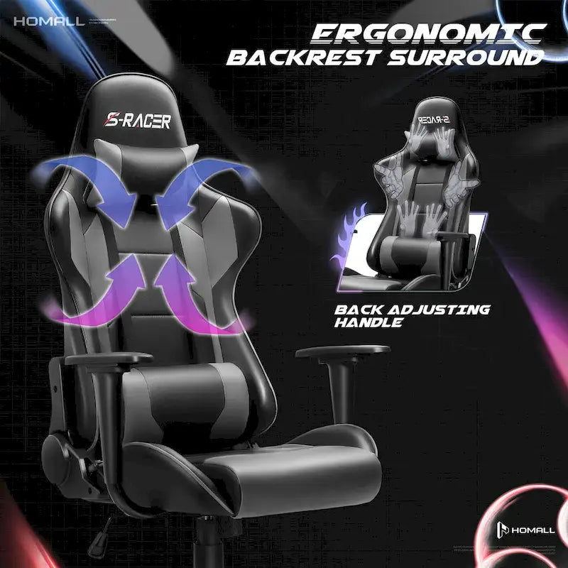 Ergonomic Faux Leather Adjustable Swivel Office Gaming Chair