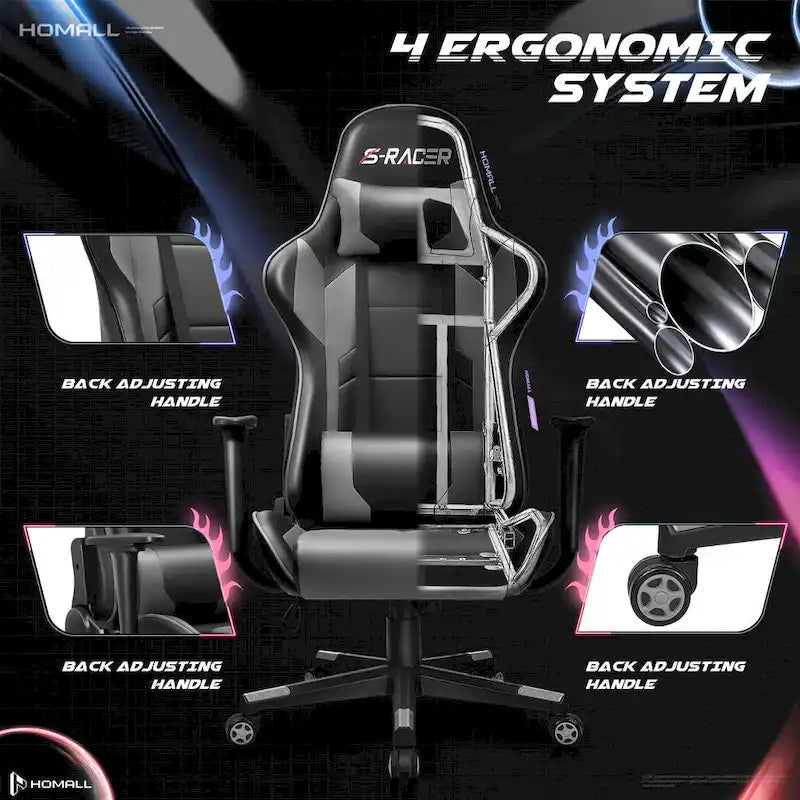Ergonomic Faux Leather Adjustable Swivel Office Gaming Chair