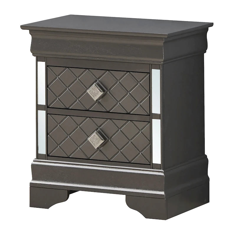 Verona Mirrored Wood 2 - drawer Nightstand