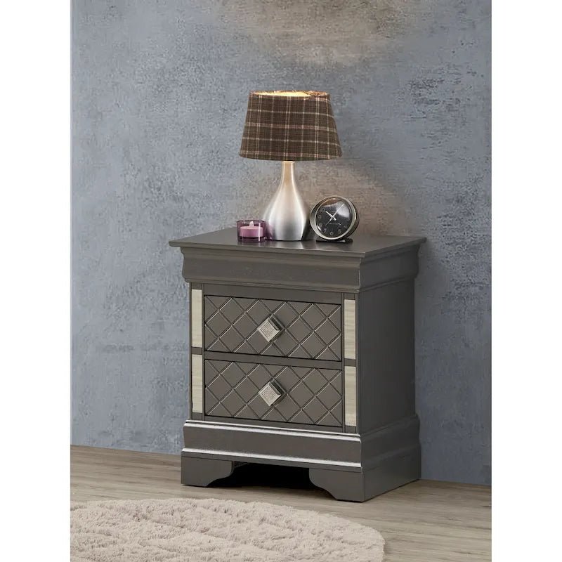 Verona Mirrored Wood 2 - drawer Nightstand