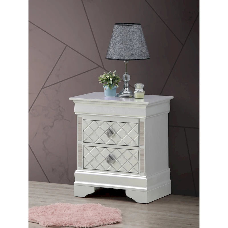 Verona Mirrored Wood 2 - drawer Nightstand