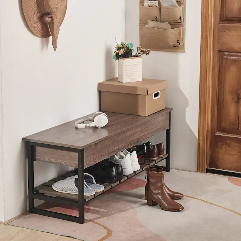 Lift - Top Entryway Shoe Storage Bench with Shelf