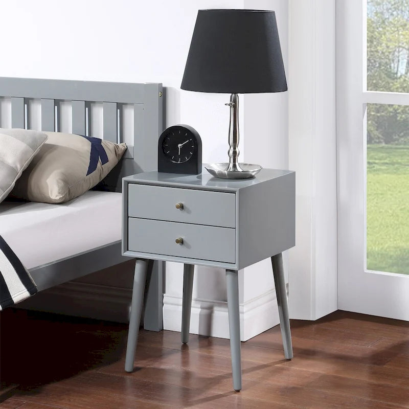 Nightstand with 2 - Drawers, Small Side End Table with Storage