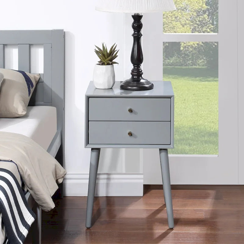 Nightstand with 2 - Drawers, Small Side End Table with Storage