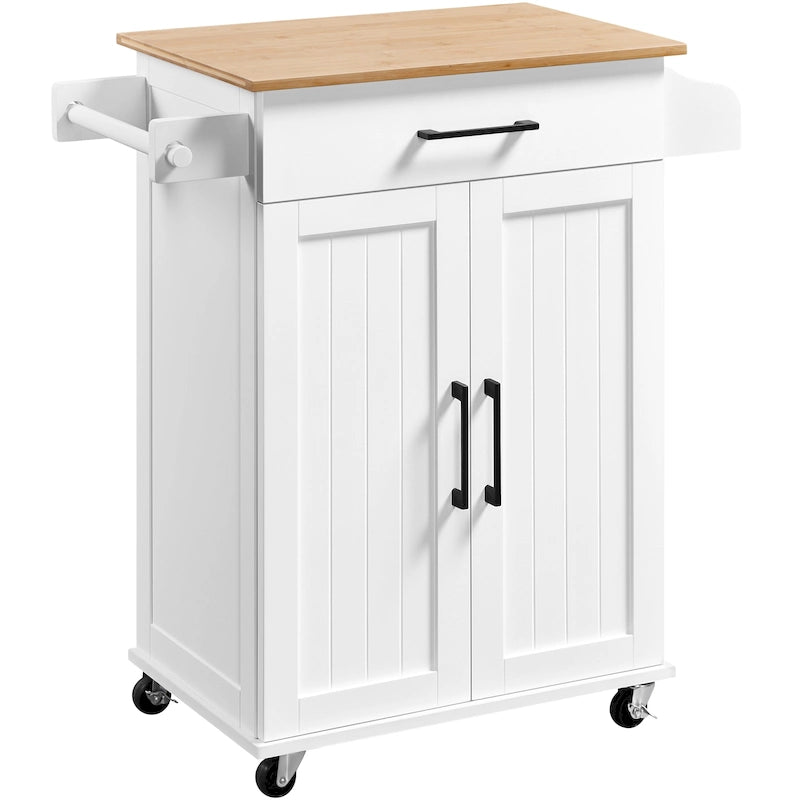 Rolling Kitchen Car with Towel Rack, Drawer, 2 Doors