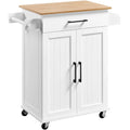 Rolling Kitchen Car with Towel Rack, Drawer, 2 Doors