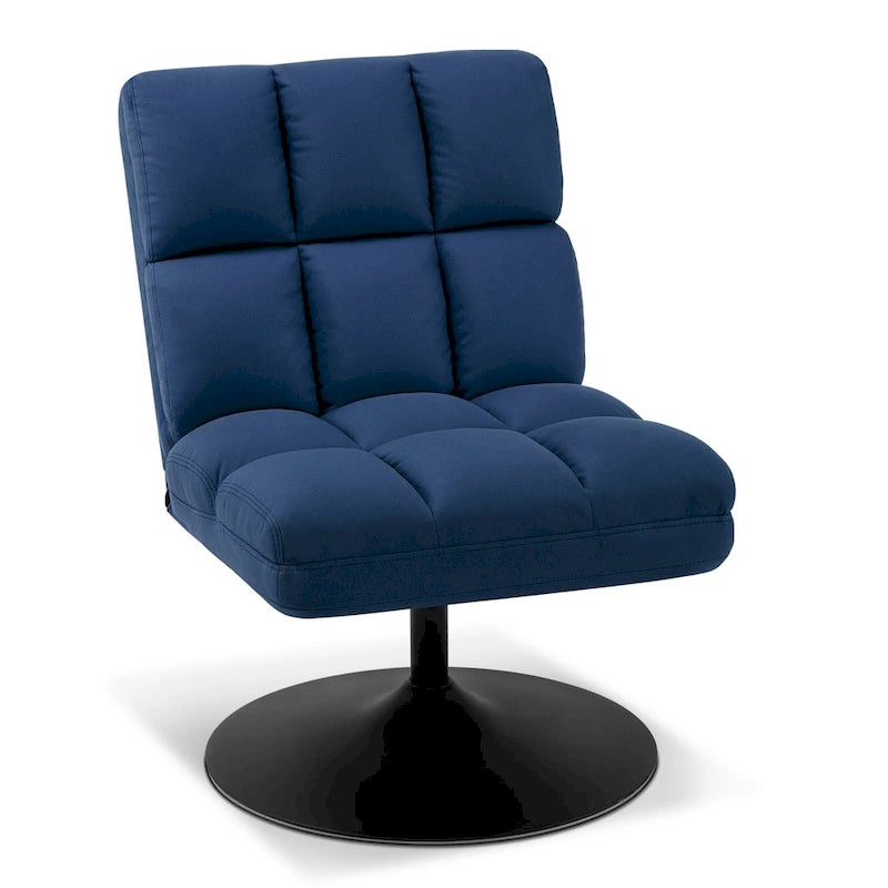 Swivel Accent Chairs, Modern Leisure Chairs for Living Room, Upholstered Armless Chair, Leathaire Fabric 4380