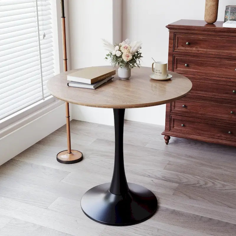 Round Dining Table, 31.5 Tulip Table Kitchen Dining Table 2 - 4 People with MDF Table Top & Pedestal Base, End Table