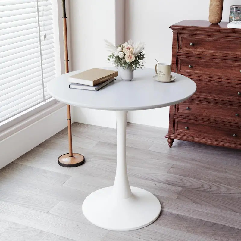 Round Dining Table, 31.5 Tulip Table Kitchen Dining Table 2 - 4 People with MDF Table Top & Pedestal Base, End Table