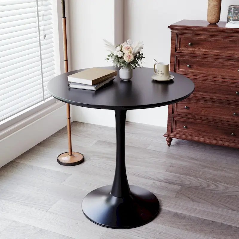 Round Dining Table, 31.5 Tulip Table Kitchen Dining Table 2 - 4 People with MDF Table Top & Pedestal Base, End Table