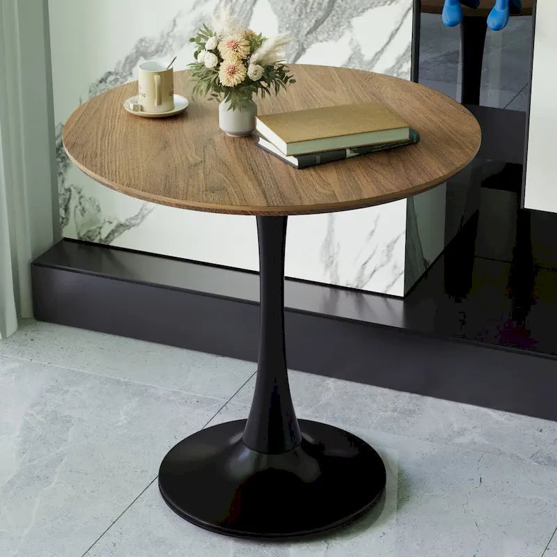 Round Dining Table, 31.5 Tulip Table Kitchen Dining Table 2 - 4 People with MDF Table Top & Pedestal Base, End Table
