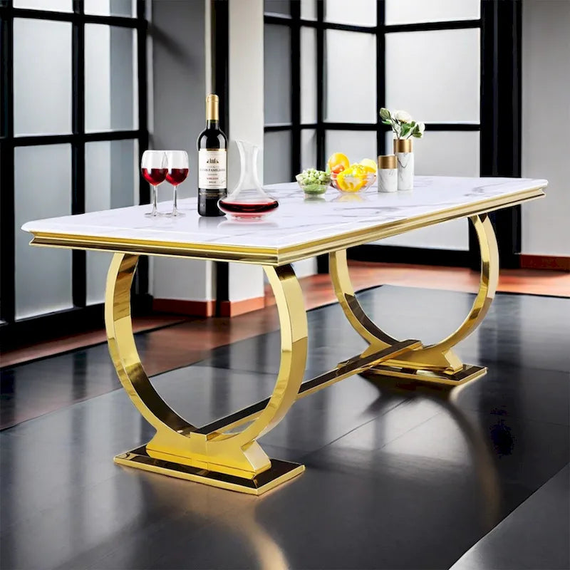 72 inch Rectangular Dining Table with U - Shaped Base