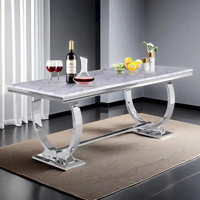 72 inch Rectangular Dining Table with U - Shaped Base