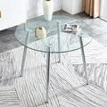40 Round Glass Tabletop Dining Table with Metal Legs