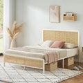 Modern Style Cane Boho Bed Frames with Led Light